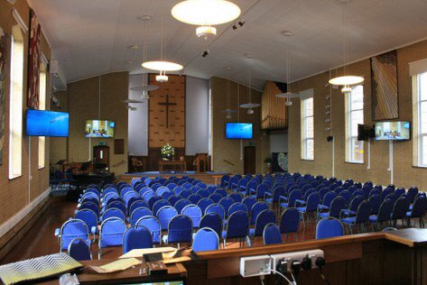 Large sanctuary AV with PTZ and arrays