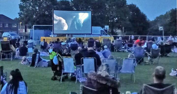 Projection setup for community film night