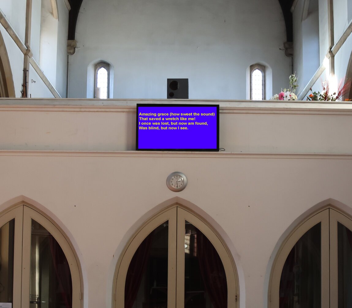 Confidence monitor on stage for presenters