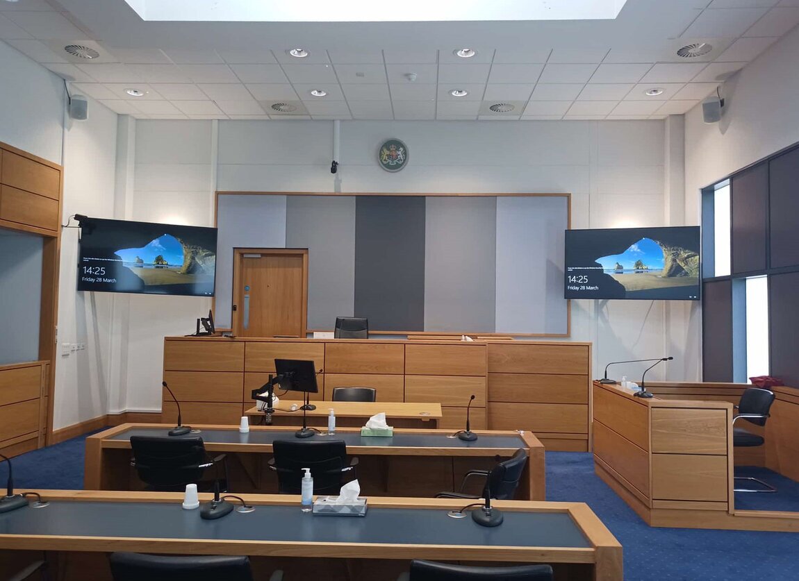 Wall-mounted large display in a meeting room