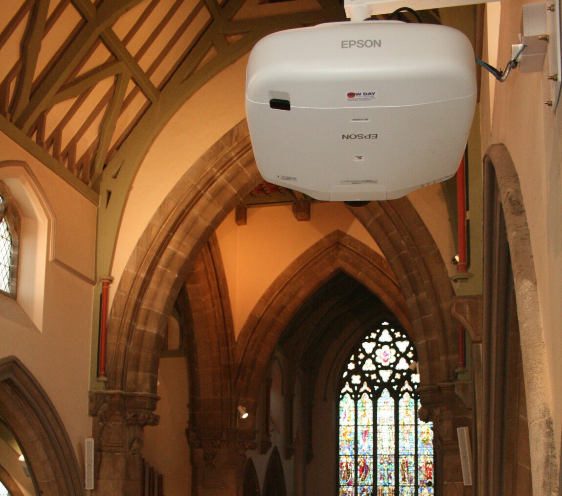 Laser projector installed in a hall
